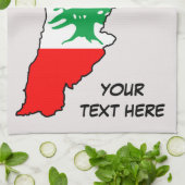 レバノンの国旗を持った地図 キッチンタオル (折り畳み)