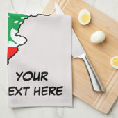 レバノンの国旗を持った地図 キッチンタオル (四つ折り)