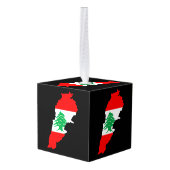 レバノンの国旗を持った地図 キューブオーナメント (裏面アングル)