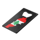 レバノンの国旗を持った地図 クレジットカード栓抜き (正面アングル)