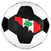 レバノンの国旗を持った地図 サッカーボール (回転)