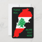 レバノンの国旗を持った地図 サンキューカード (正面)