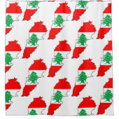 レバノンの国旗を持った地図 シャワーカーテン (正面)