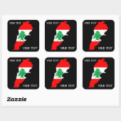 レバノンの国旗を持った地図 スクエアシール (シート)