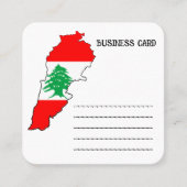 レバノンの国旗を持った地図 スクエア名刺 (正面)