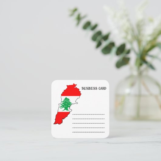 レバノンの国旗を持った地図 スクエア名刺 (スタンド正面)