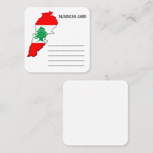 レバノンの国旗を持った地図 スクエア名刺 (正面/裏面)