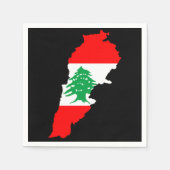レバノンの国旗を持った地図 スタンダードカクテルナプキン (正面)