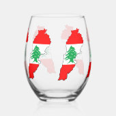 レバノンの国旗を持った地図 ステムなしワイングラス (左)