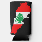 レバノンの国旗を持った地図 スリム缶クーラー (裏面)