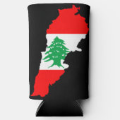 レバノンの国旗を持った地図 スリム缶クーラー (正面)