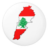 レバノンの国旗を持った地図 セラミックノブ (正面)