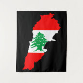 レバノンの国旗を持った地図 タペストリー (正面)