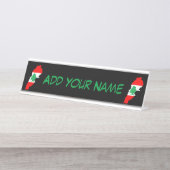 レバノンの国旗を持った地図 デスクネームプレート (正面)