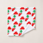 レバノンの国旗を持った地図 バスタオルセット (ウォッシュタオル)