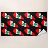 レバノンの国旗を持った地図 ビーチタオル (正面)