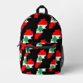 レバノンの国旗を持った地図 プリントバックパック (正面)