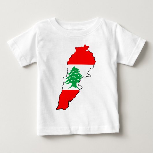 レバノンの国旗を持った地図 ベビーTシャツ (正面)