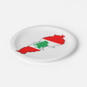 レバノンの国旗を持った地図 ペーパープレート (アングル)