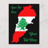 レバノンの国旗を持った地図 ポストカード (正面)