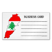 レバノンの国旗を持った地図 マグネット名刺 (正面)