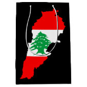 レバノンの国旗を持った地図 ミディアムペーパーバッグ (正面)