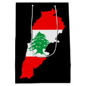 レバノンの国旗を持った地図 ミディアムペーパーバッグ (裏面)