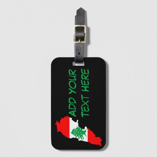 レバノンの国旗を持った地図 ラゲッジタグ (正面縦)