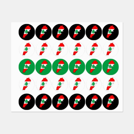 レバノンの国旗を持った地図 ラベル (シート)