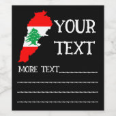 レバノンの国旗を持った地図 ワインラベル (シングルラベル)