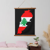 レバノンの国旗を持った地図 吊り下げ型タペストリー (寝室)