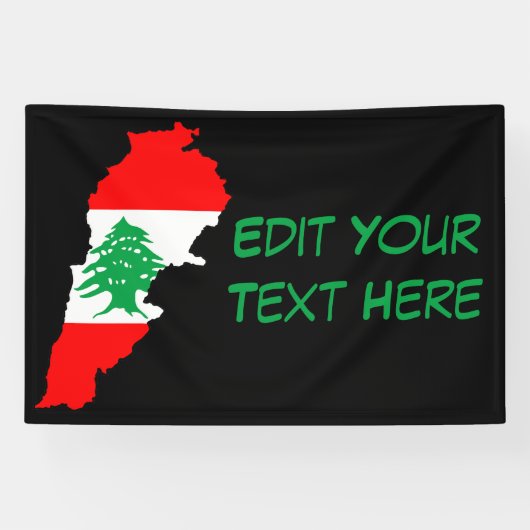 レバノンの国旗を持った地図 横断幕 (横)