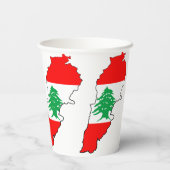 レバノンの国旗を持った地図 紙コップ (裏面)