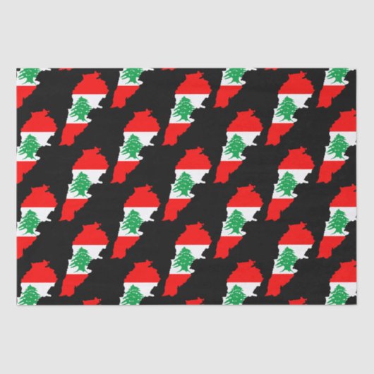 レバノンの国旗を持った地図 薄葉紙 (正面)