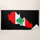 レバノンの地図とフラッグストーン磁石 ビーチタオル (正面)