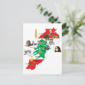 レバノンの地図と主要都市名（レバノン語） ポストカード (スタンド正面)