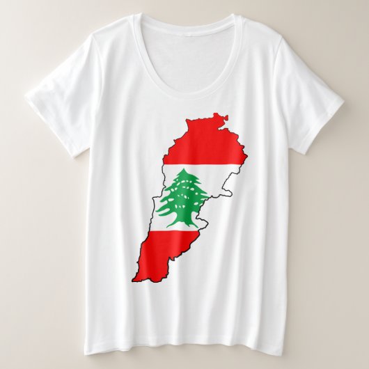 レバノンの地図と国旗 プラスサイズTシャツ (デザイン正面)