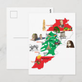 レバノンの地図 主要都市名はレバノン語 ポストカード (正面/裏面)