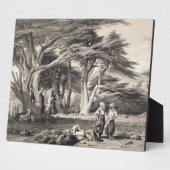 レバノンの杉の木、フリーマン（セピア）彫り フォトプラーク (側面)