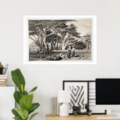 レバノンの杉の木、フリーマン(セピア)彫り ポスター (ホームオフィス)