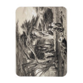 レバノンの杉の木、フリーマン（セピア）彫り マグネット (縦)