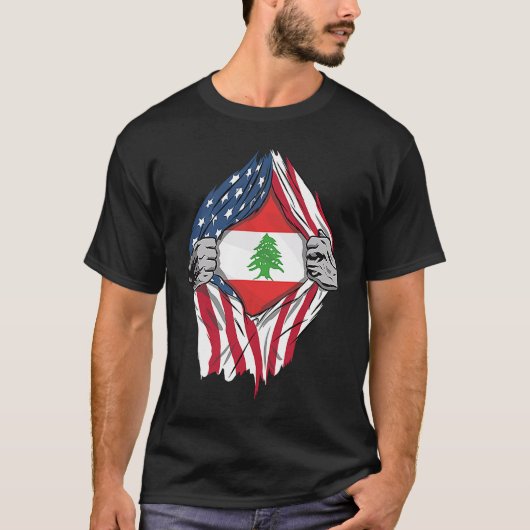 レバノンの血マイレバノン国旗 Tシャツ (正面)