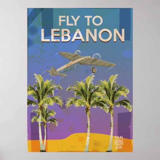 レバノンへの航空旅行 ヴィンテージ旅行ポスター ポスター (正面)