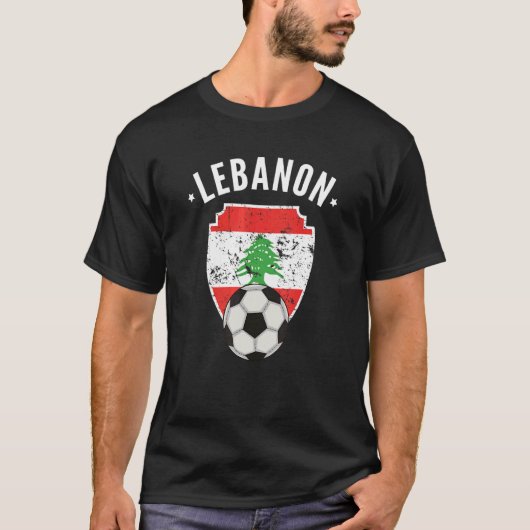 レバノンサッカーレバノン国旗レバノン国旗 Tシャツ (正面)