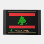 レバノンハウスマット、レバノン国旗ブラックリバース ドアマット (正面)