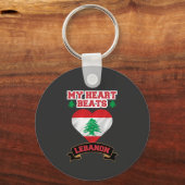 レバノンハート国旗の愛プライドサポートの自由 キーホルダー (正面)