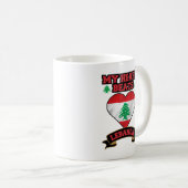 レバノンハート国旗の愛プライドサポートの自由 コーヒーマグカップ (正面右)