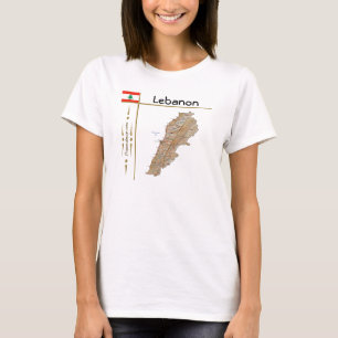 レバノンマップ+フラグ+タイトルTシャツ Tシャツ