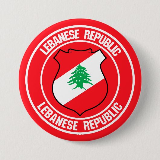 レバノンラウンドエンブレム 缶バッジ (正面)