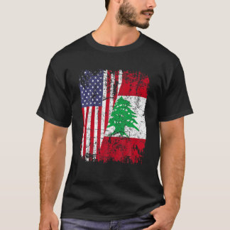 レバノンルーツハーフアメリカン国旗LEBANON Tシャツ